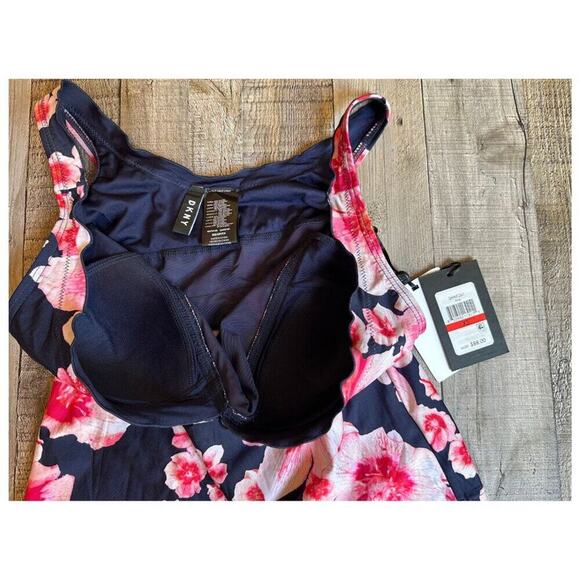 DKNY Women's Navy Floral Tankini Swimsuit Matching Set | XS - Picture 7 of 16